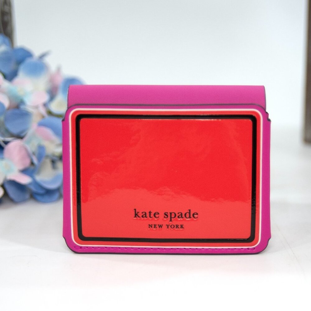 Kate Spade Detour Orange Pink Leather Zip Around Bifold Novelty Wallet NWT - Picture 2 of 6